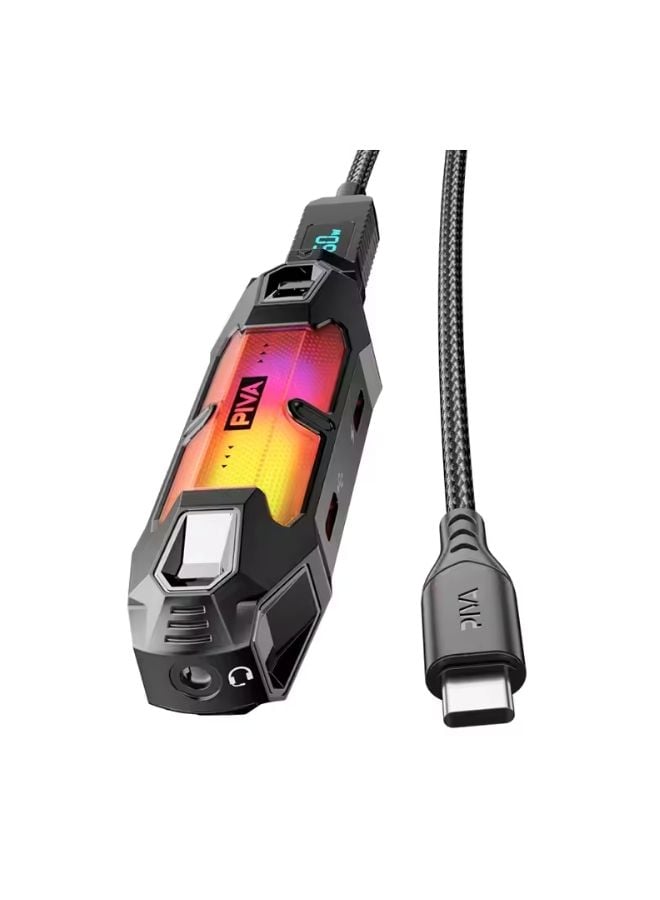 بيفا وصلة ادابتر كرت صوت الألعاب Piva (4 في 1) - محول Type-C مزدوج مع منفذ 3.5mm وشحن سريع 60W - Image 1